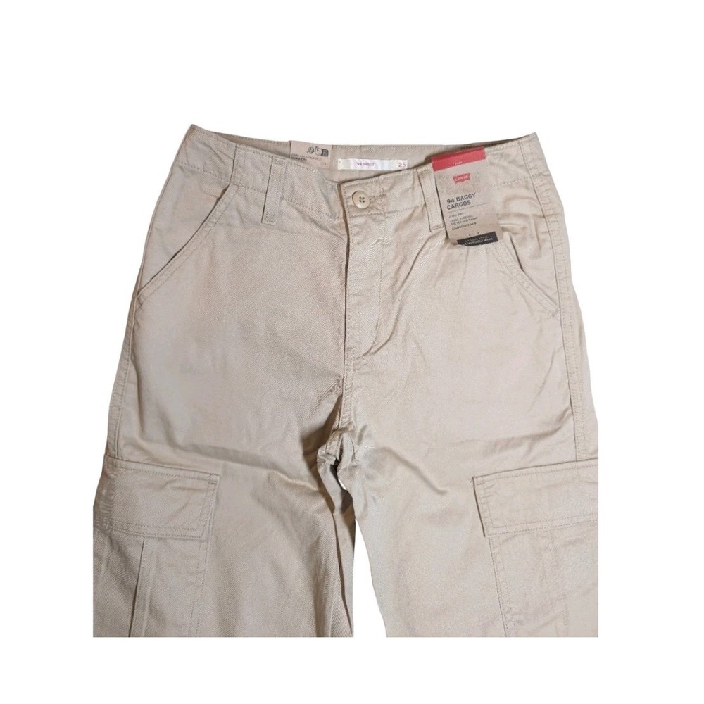 ⭐E5 Levi's 94 Baggy Cargo Pants Adjustable Hem - Size 25 × 30 - Khaki